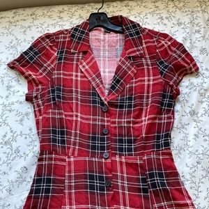 Plaid Button Down Collared Dress